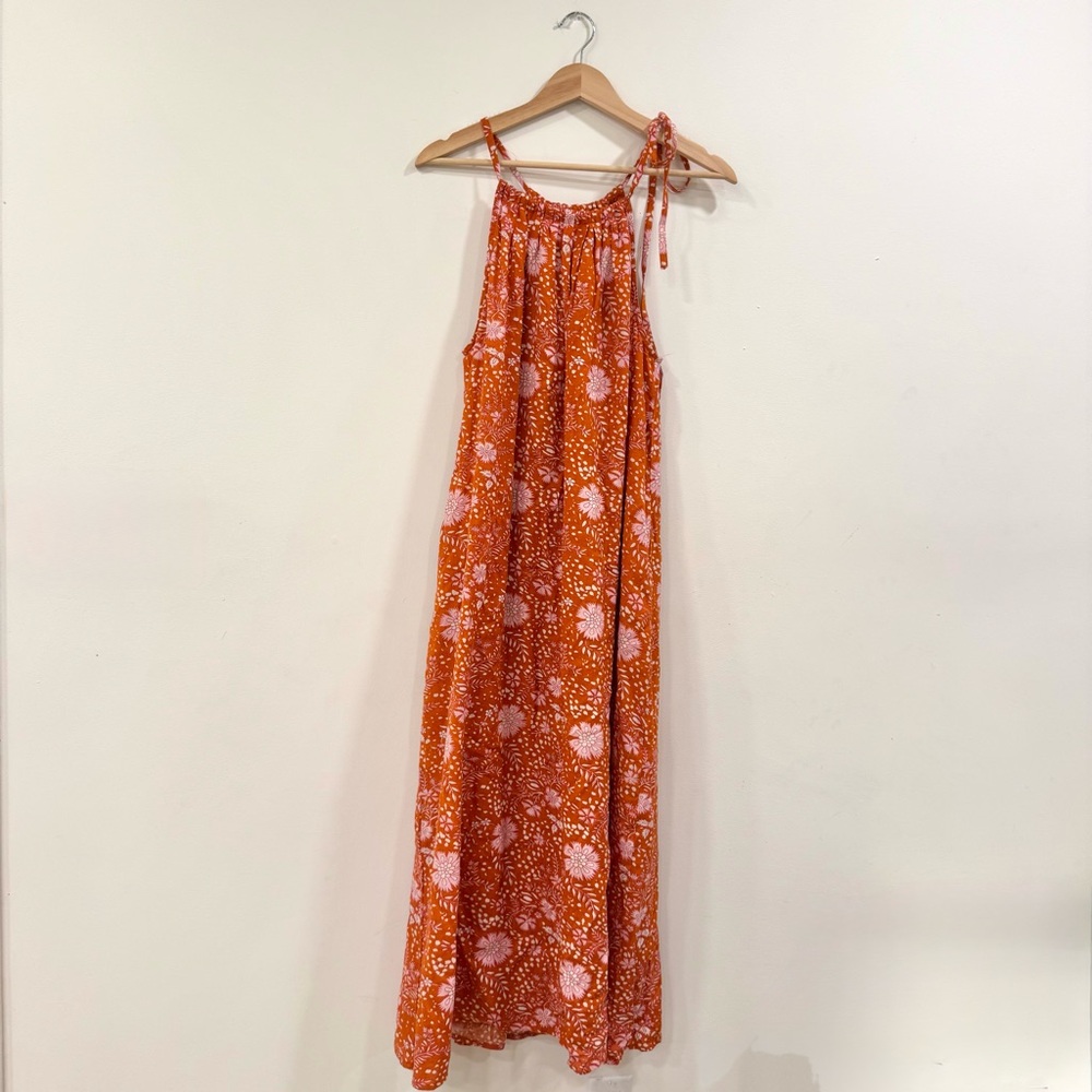 World Market Boho Red Paisley Cloth Midi Dress